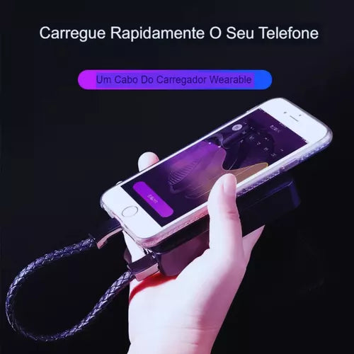 Cabo USB de carregamento rápido portátil, Micro Tipo C Carregador Cabo, Pulseira para iPhone 14, 13, 12, 11 Pro Max, X, Samsung, Xiaomi, Huawei